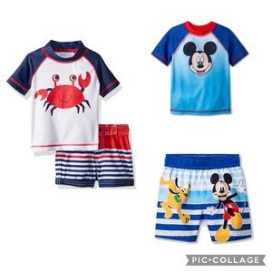 Two Used Boys Bathing Suits Rashguard 3T